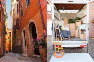 déménager à Nice - vue d'une ruelle du Vieux Nice et d'un camion de déménagement